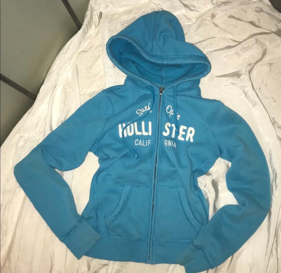 Hollister 홀리스터 슬림핏 스카이블루 기모 후드집업 상품이미지2
