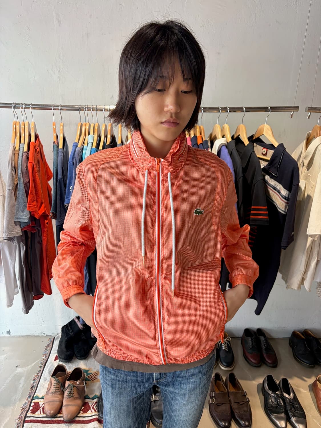 Lacoste 체크 윈드브레이커 M 상품이미지4