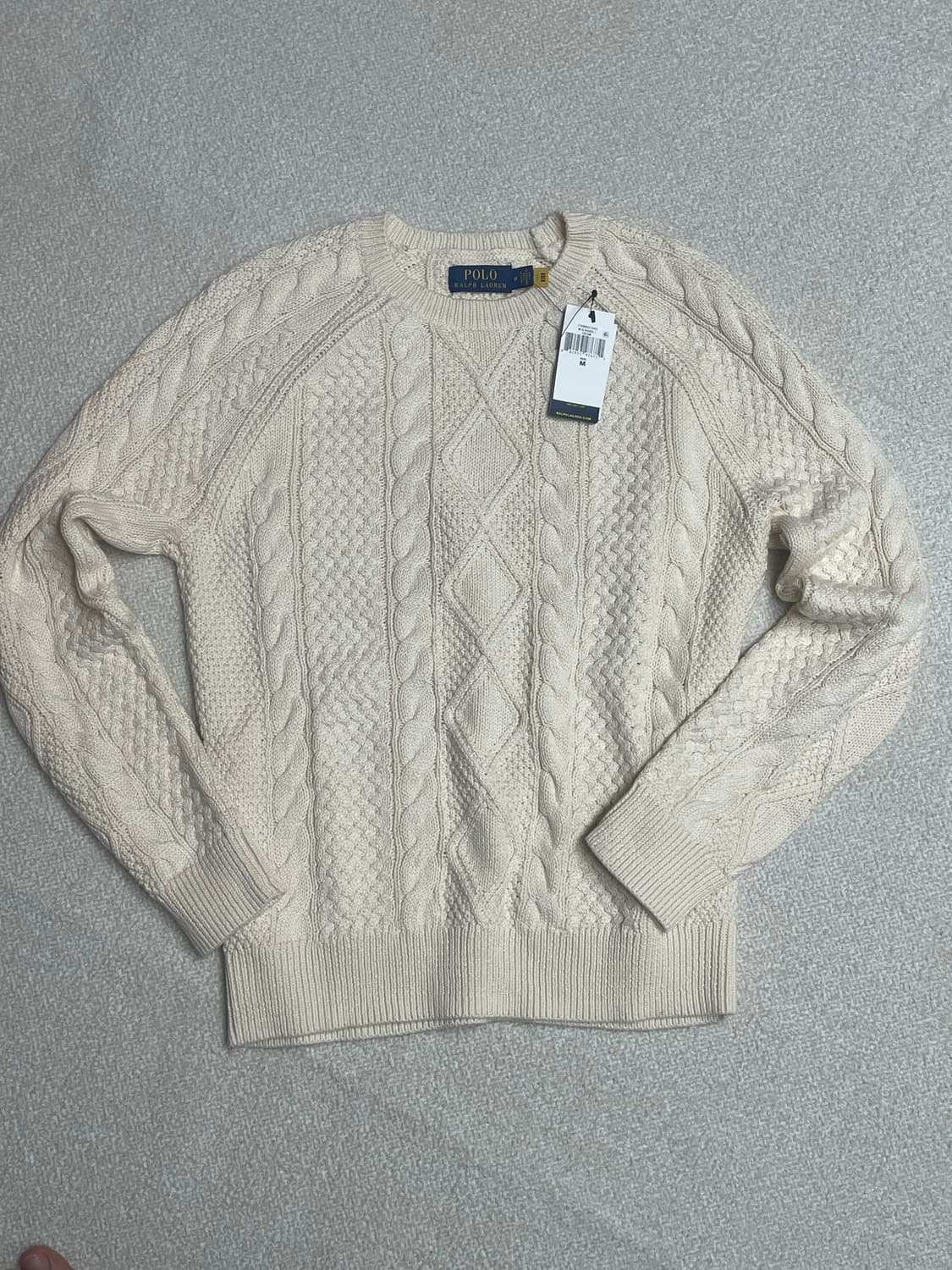 폴로 랄프로렌 케이블 니트 크림 M 새상품 상품이미지1