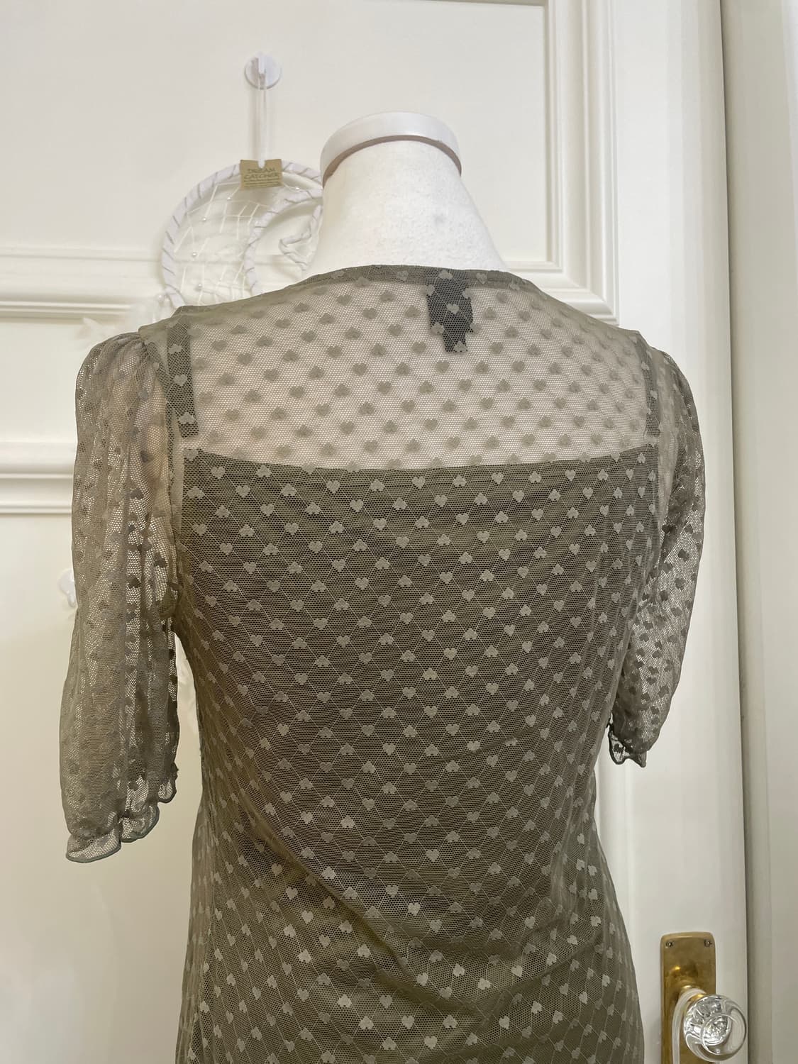 charcoal heart lace bow point top 상품이미지5