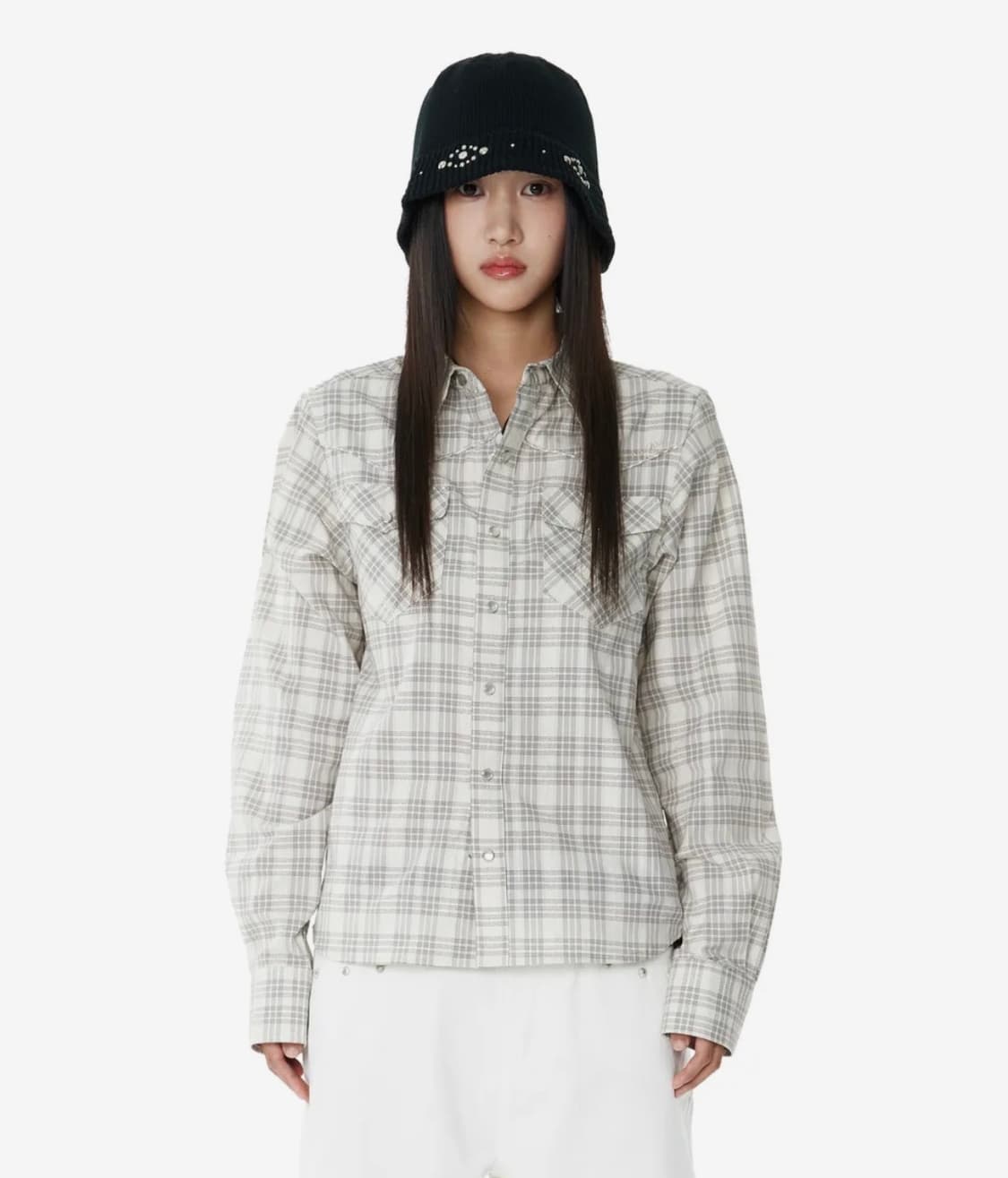 AAKAM Western Check Shirts (Ivory) 상품이미지3