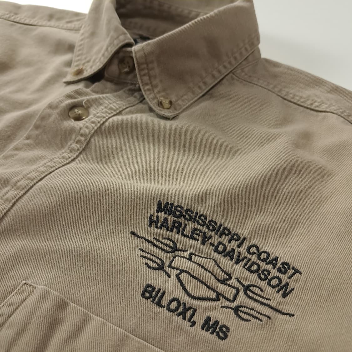 CK230 S 할리데이비슨 90s 샌드베이지 반팔 셔츠 남방 상품이미지4