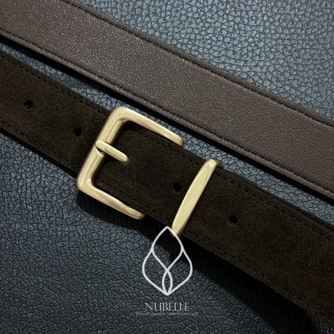 🌗 Satin gold suede belt / 이태리 스웨이드가죽 벨트 상품이미지3