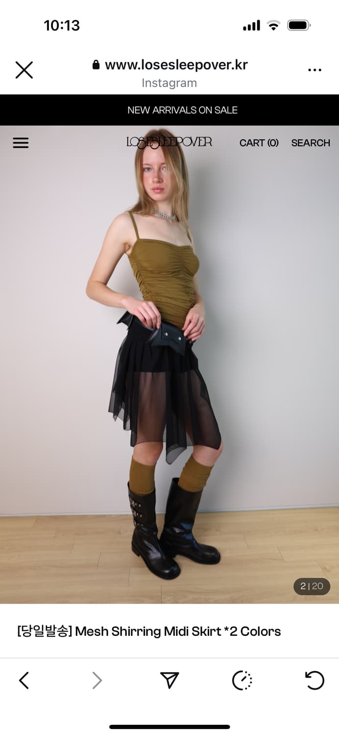 losesleepover Mesh Shirring Midi Skirt 상품이미지1