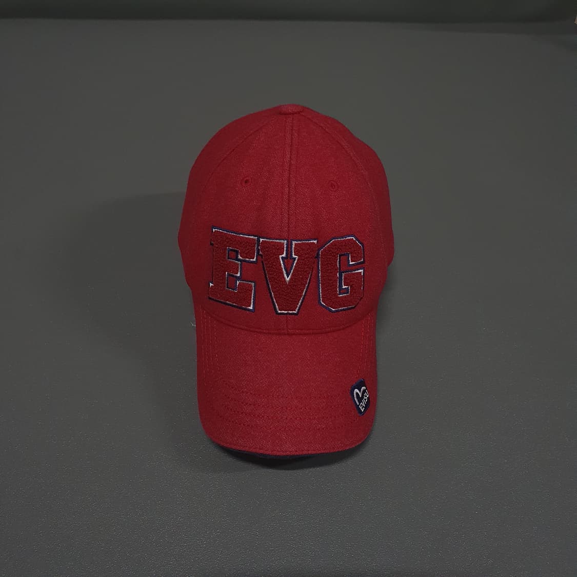 EVISU 에비수 EVG 빅로고 울 모직 볼캡 모자 레드 Y2K 상품이미지2