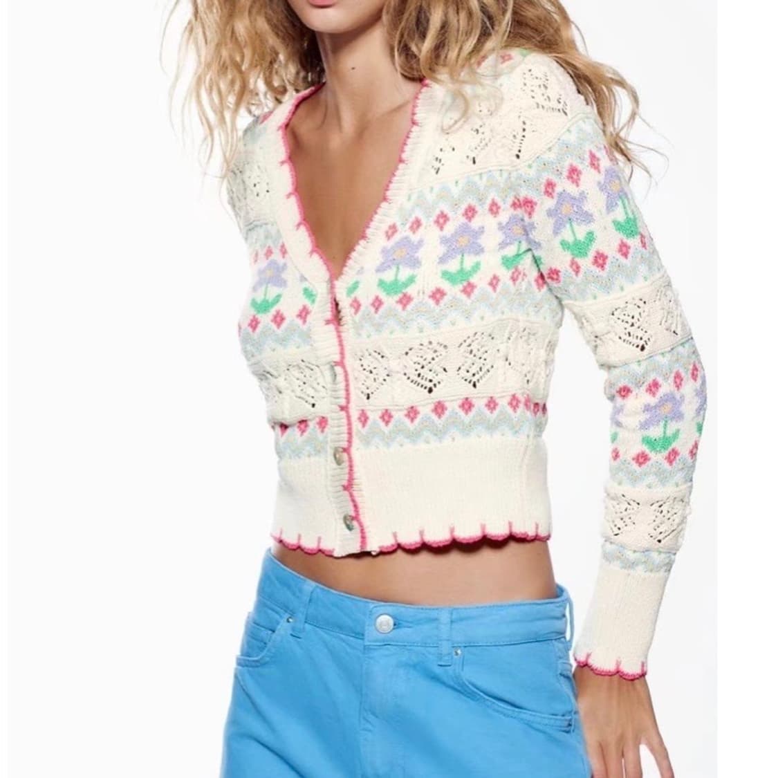 자라 꽃무늬자수가디건 상품이미지2