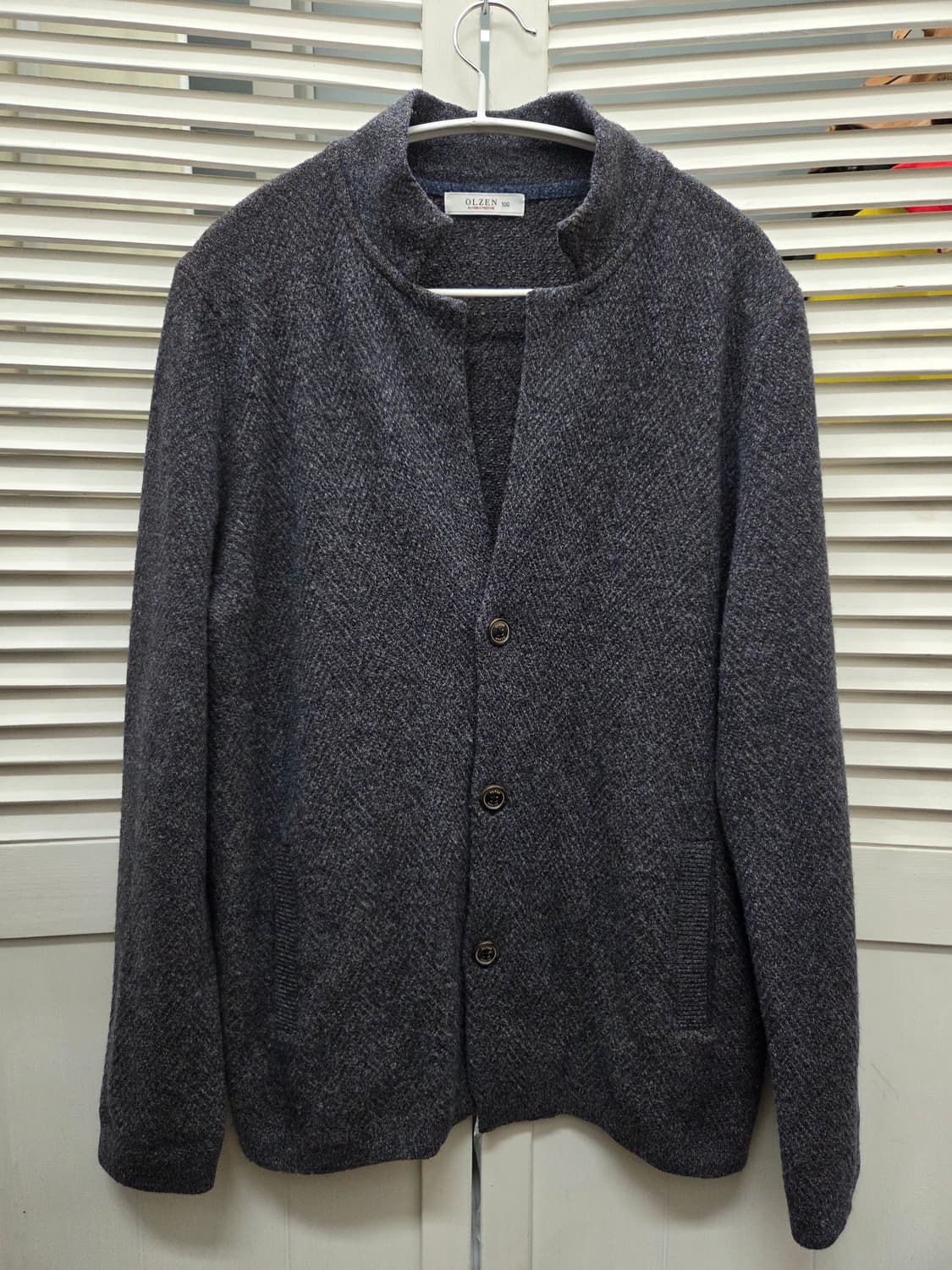 올젠 헤링본 울 니트 가디건 상품이미지1