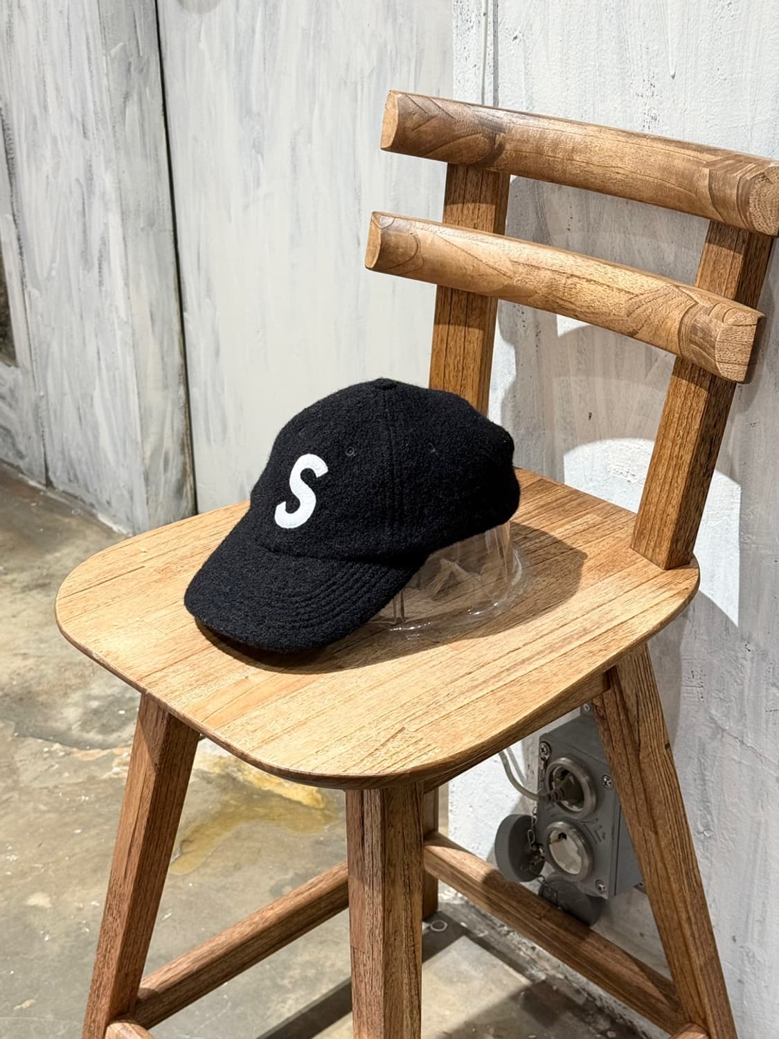 슈프림 USA 블랙 오리지널 로고 울 볼캡 상품이미지1