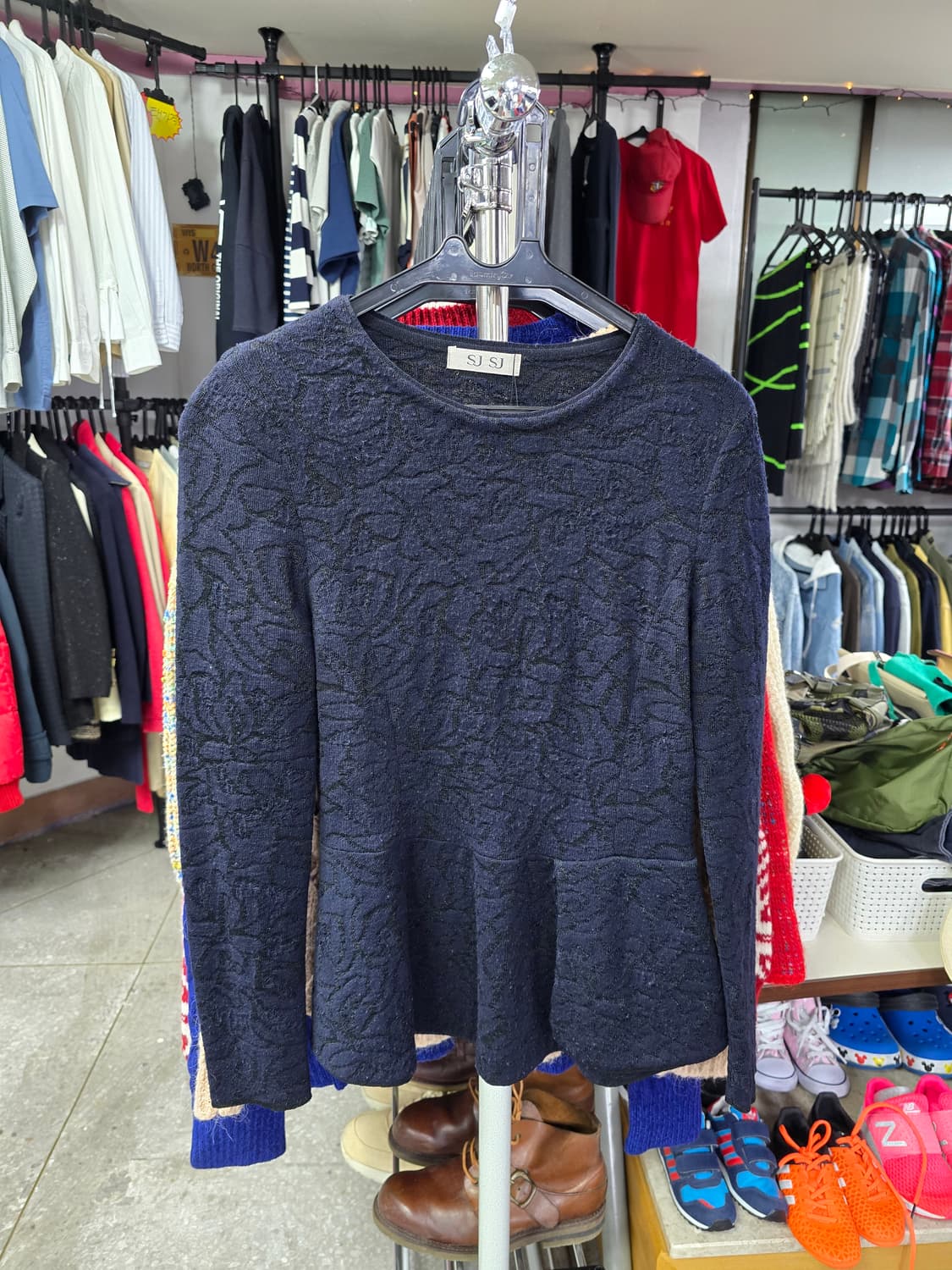 SJSJ 네이비 패턴 플레어 니트 (1315) 상품이미지1