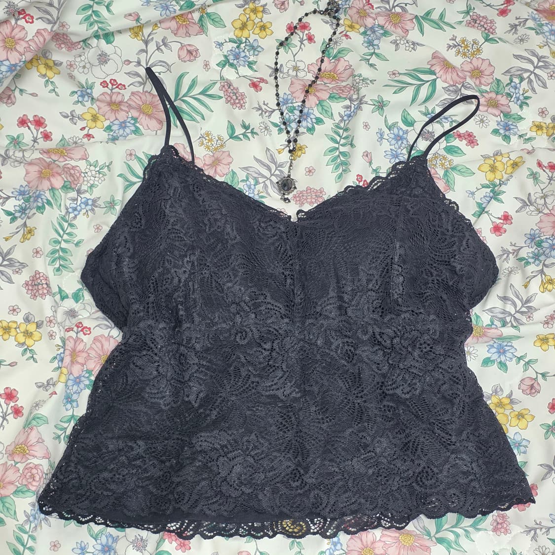GU 일본빈티지)블랙 레이스 오네갸루st y2k 보헤미안내장캡 슬리브리스 상품이미지3