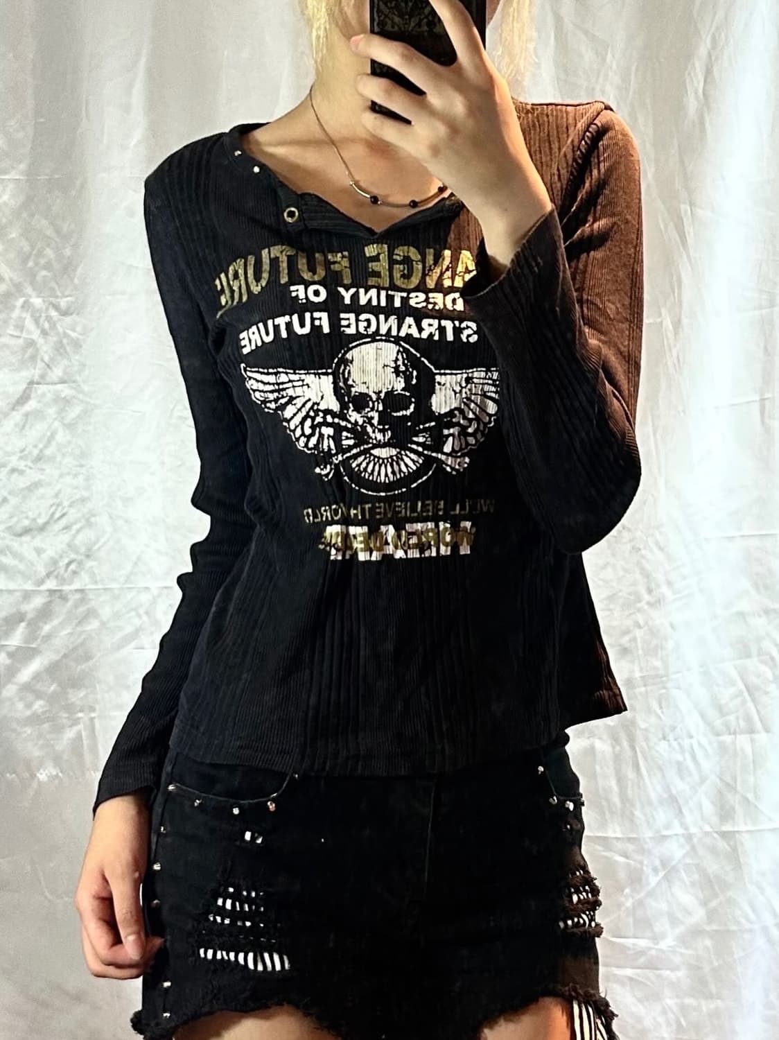 skull y2k punk long sleeve 상품이미지1