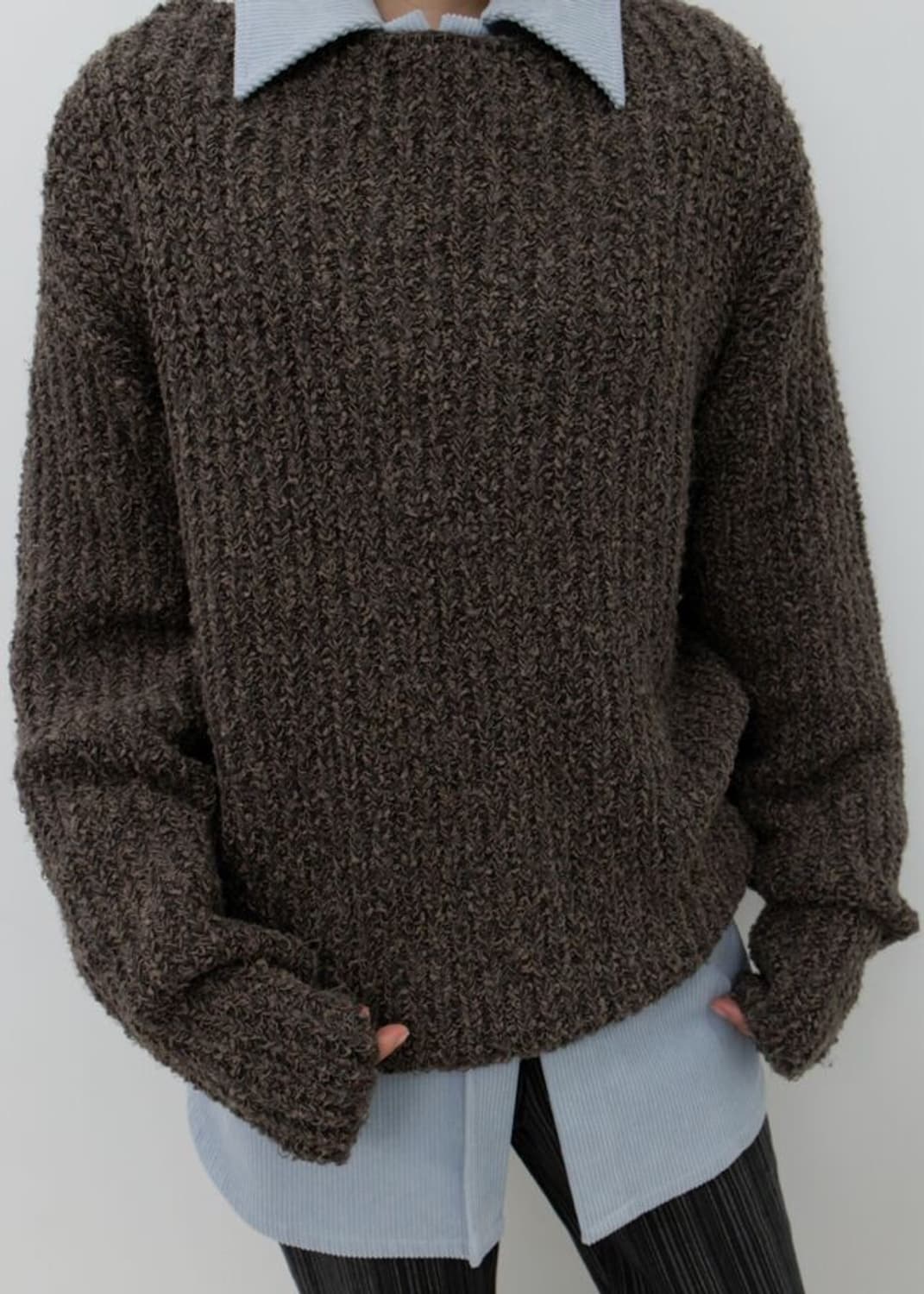 GBH 25FW 보트넥 루즈핏 니트 브라운 상품이미지2