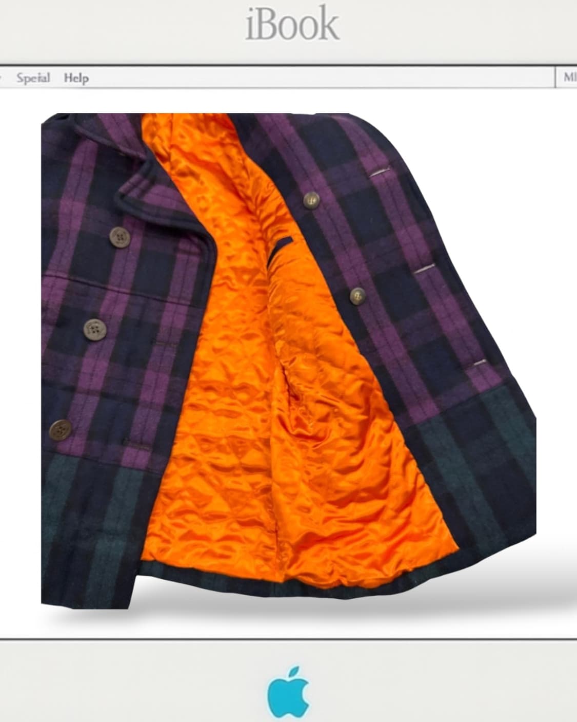 (rare) 꼼데가르송 퍼플 체크 울 패딩코트 상품이미지3