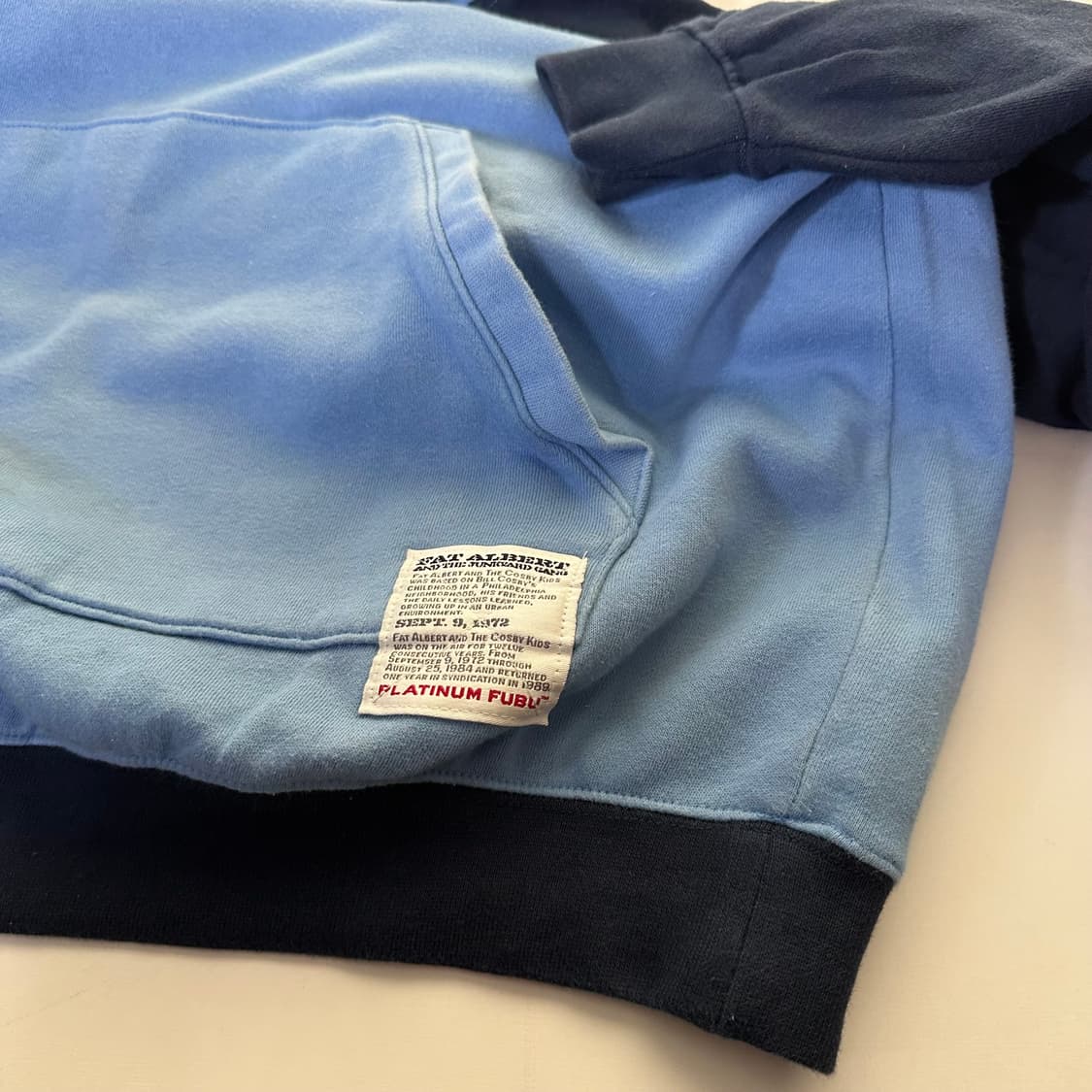 M-L 푸부 FUBU 블루 오버핏 자수 스웻코튼 후드티 상품이미지4