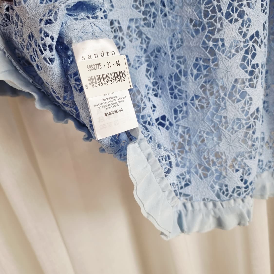 산드로 Sandro 실크러플 펀칭레이스 시스루 블라우스 (55-66/2) 상품이미지5