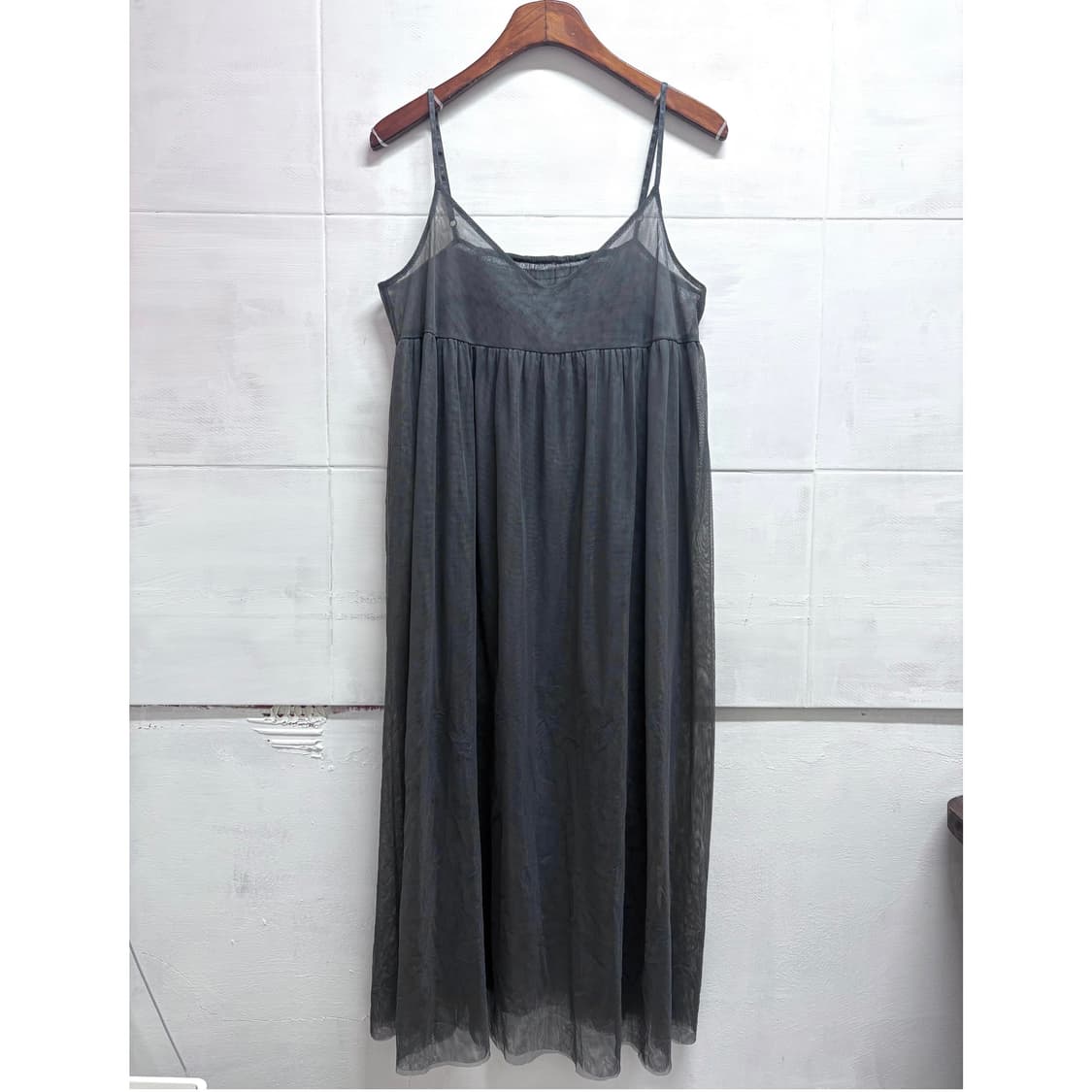 차콜 시스루 슬립 레이어드 원피스  상품이미지2