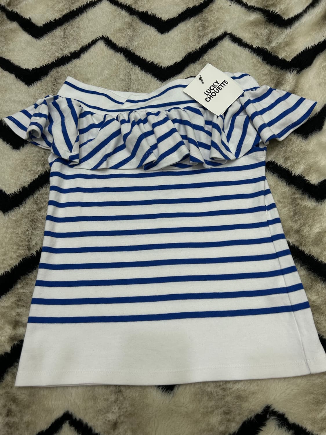 [36]럭키슈에뜨 스트라이프 오픈숄더/블루 상품이미지2