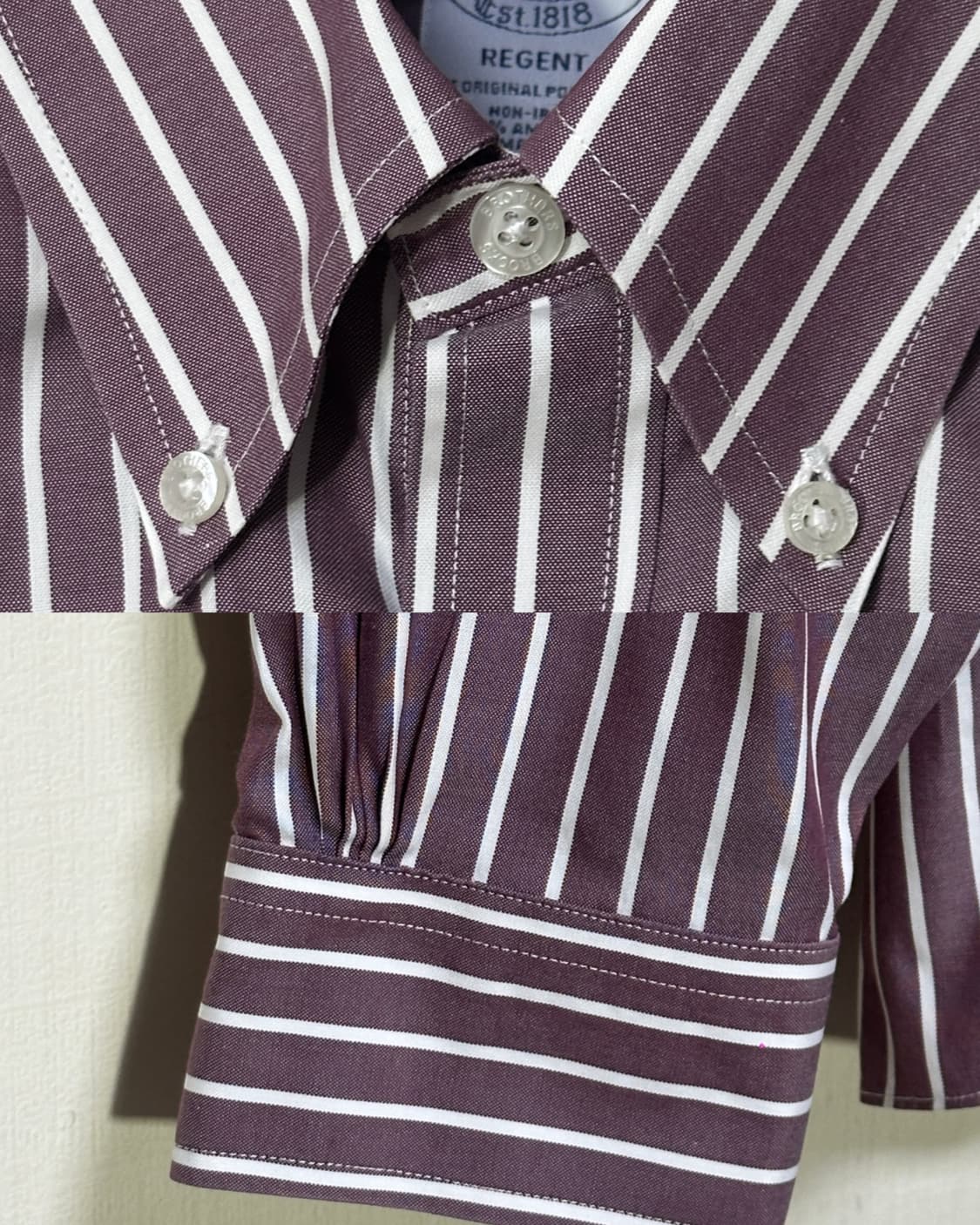 새상품급)브룩스브라더스 수피마코튼 스트라이프 셔츠M/100/리젠트핏 상품이미지5