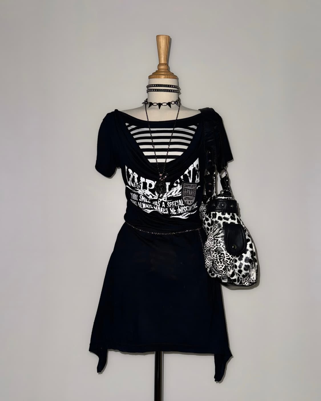 체리팝 드레이프 언발 와투케 펑크 반팔탑 원피스 상품이미지4