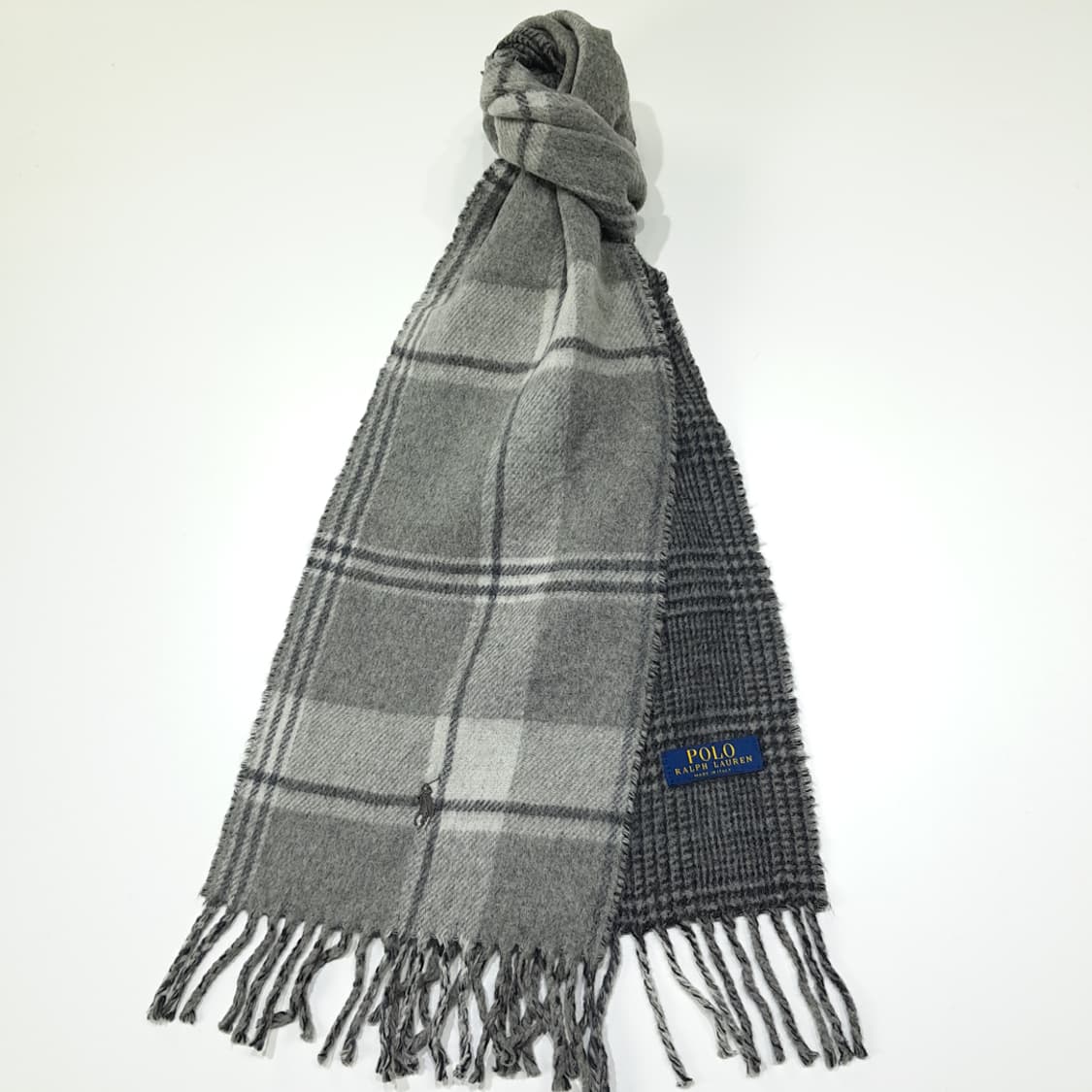 MX526 폴로 00s 이태리판 울 양면 체크 그레이 머플러 목도리 상품이미지2