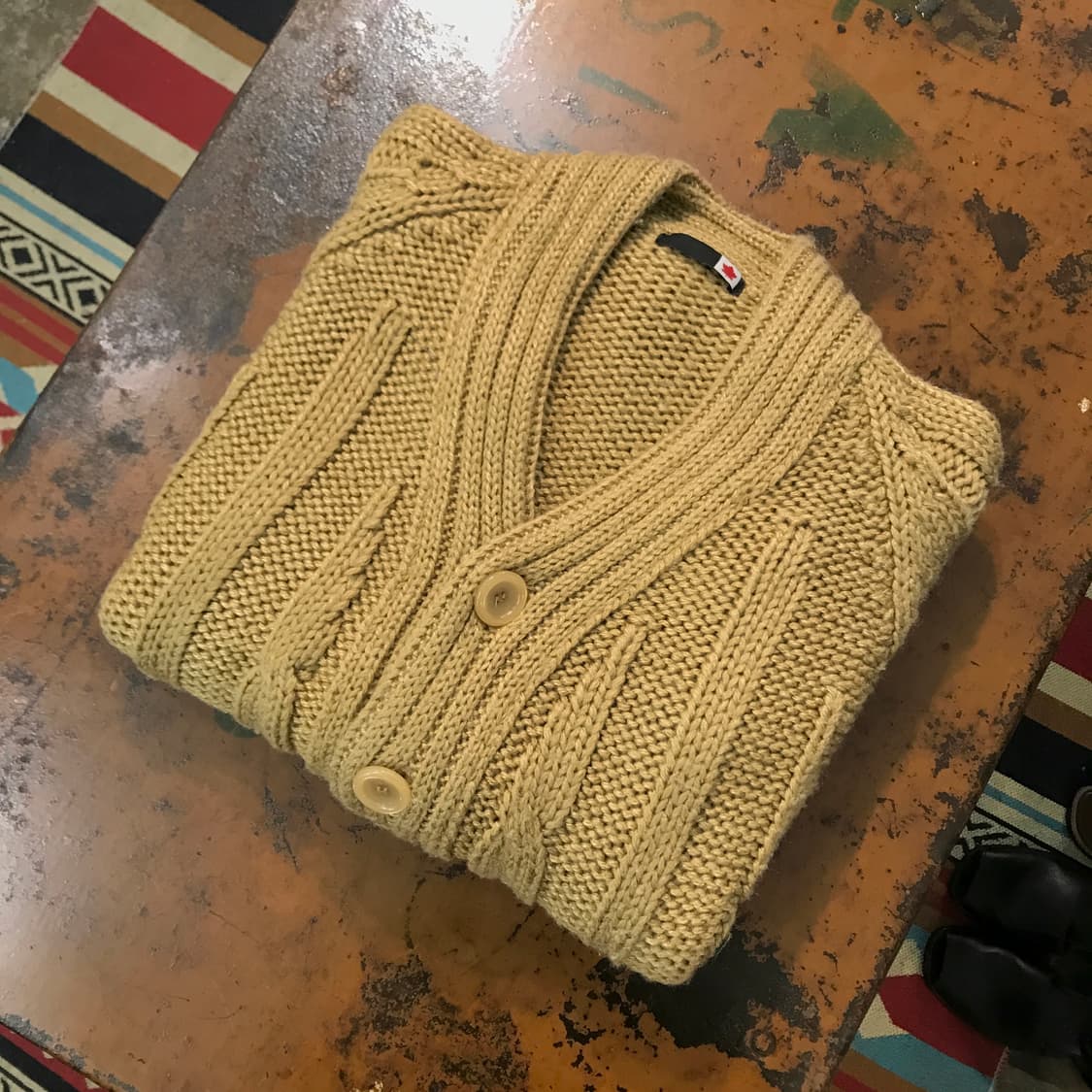 VTG 빈티지 다크브라운 헤비코튼 케이블 하찌 가디건 자켓 남성 110 상품이미지1