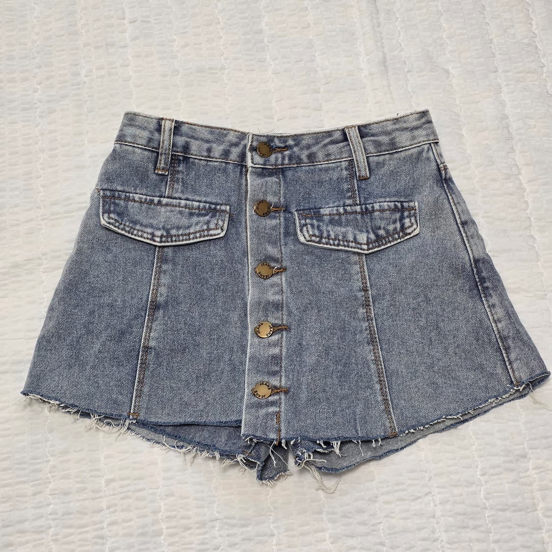 빈티지 앞버튼 데님 미니페이크청치마바지 상품이미지1