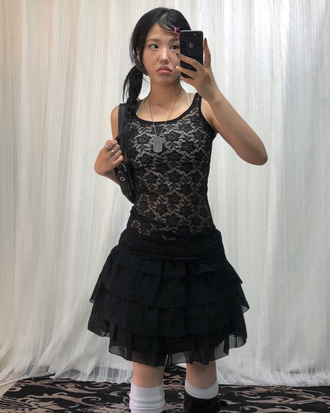 블랙 도트 레스트 로즈 도쿄걸 코디세트 상품이미지4