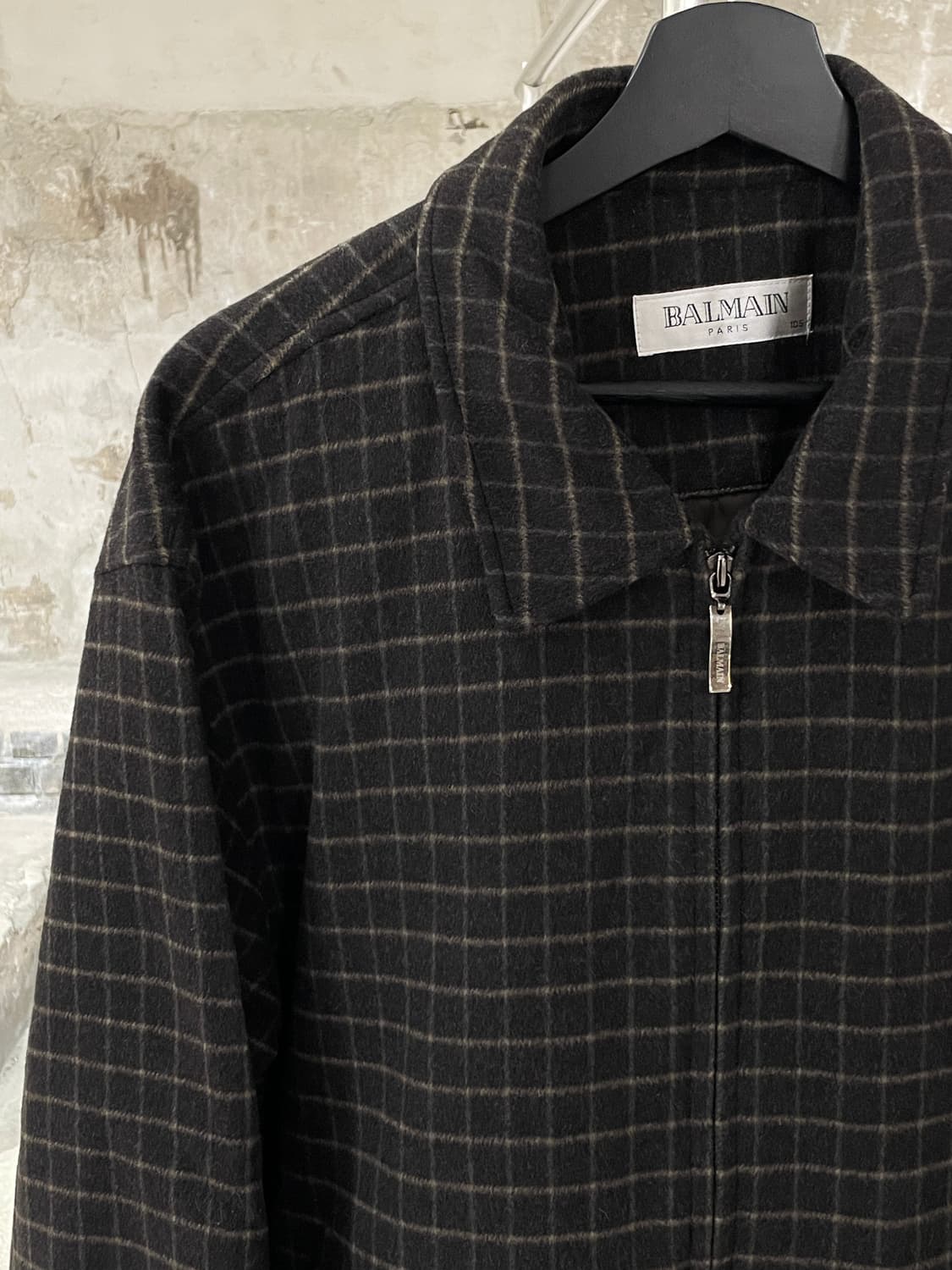 발망 다크 브라운 체크 울 집업 자켓 상품이미지2