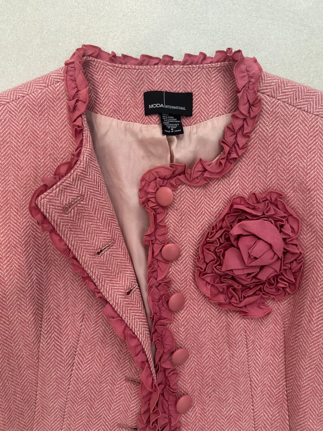 빈티지 헤링본 러플 로즈 자켓 상품이미지3