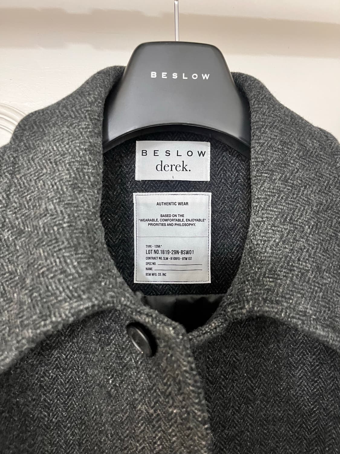 비슬로우X데릭 알파카 맥코트 차콜 헤링본 L 발마칸 코트 상품이미지6