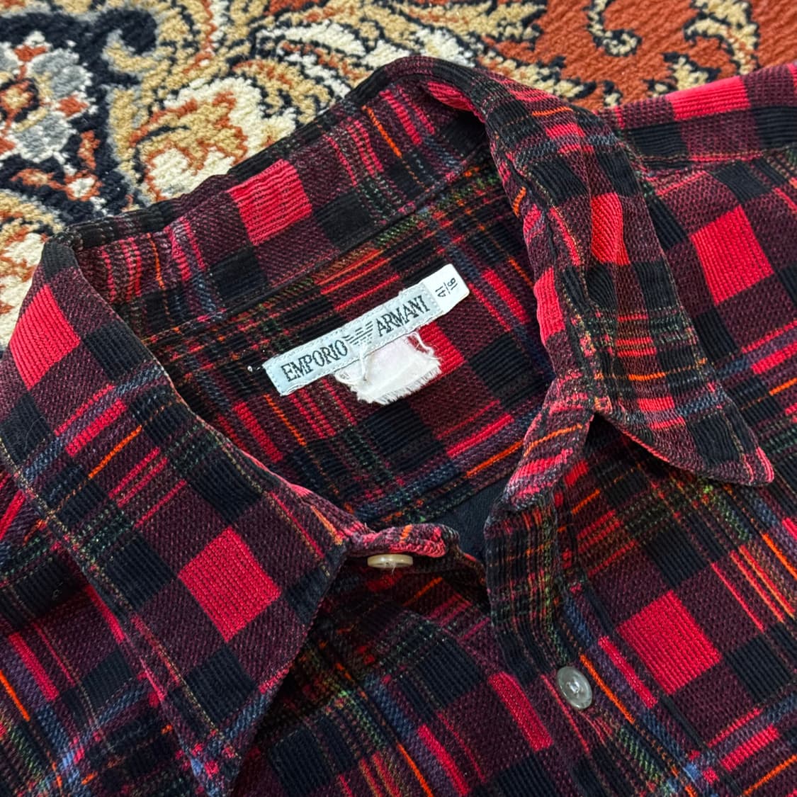 엠포리오 아르마니 코듀로이 체크 셔츠 (XL) 상품이미지8