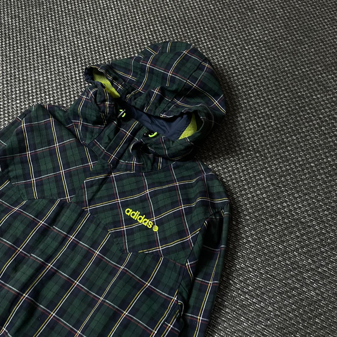 아디다스 연두로고 그린 체크 후드 긴팔 셔츠 자켓 L 상품이미지6