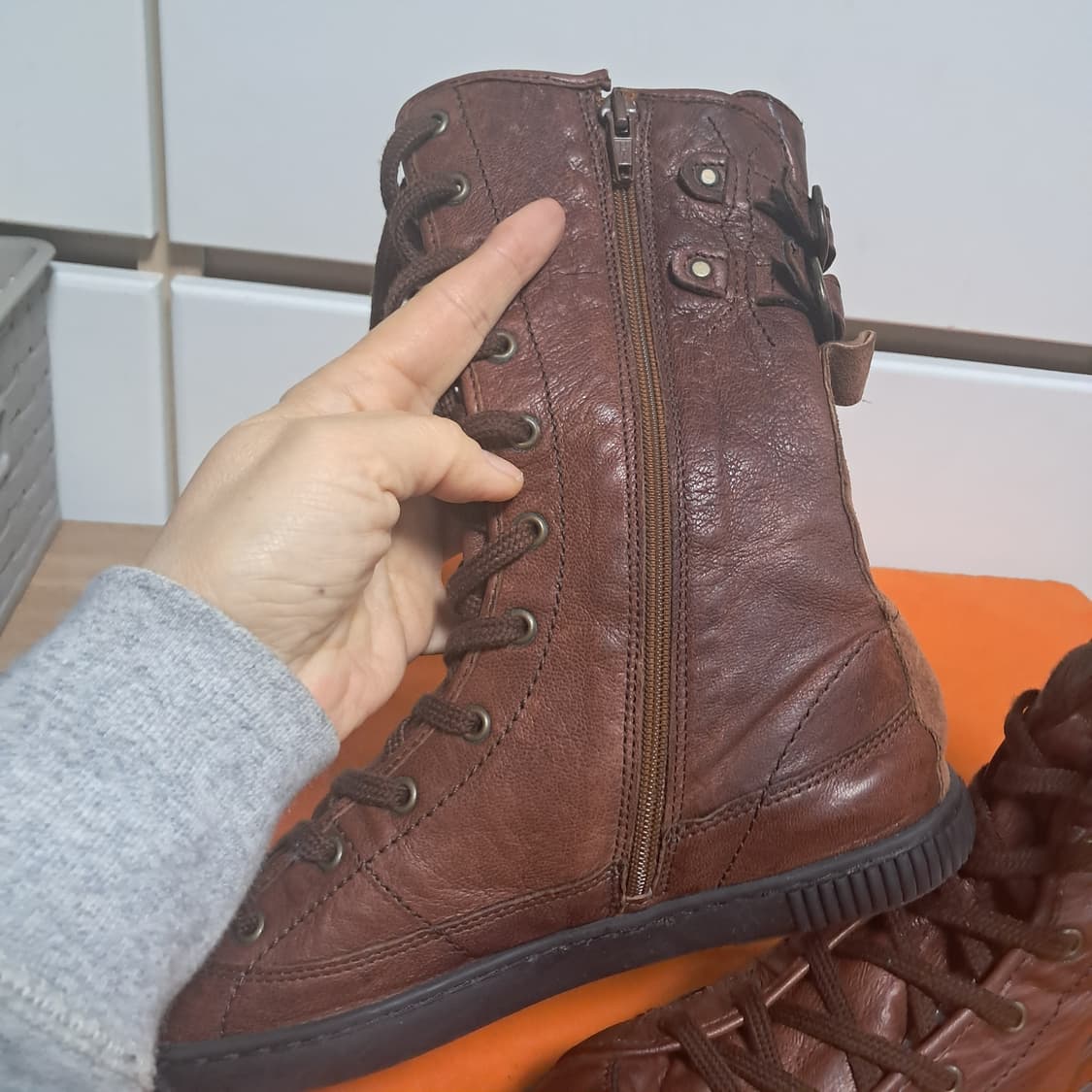 (거의새제품)파토갸스 가죽 하이탑 스니커즈 부츠 240 상품이미지3