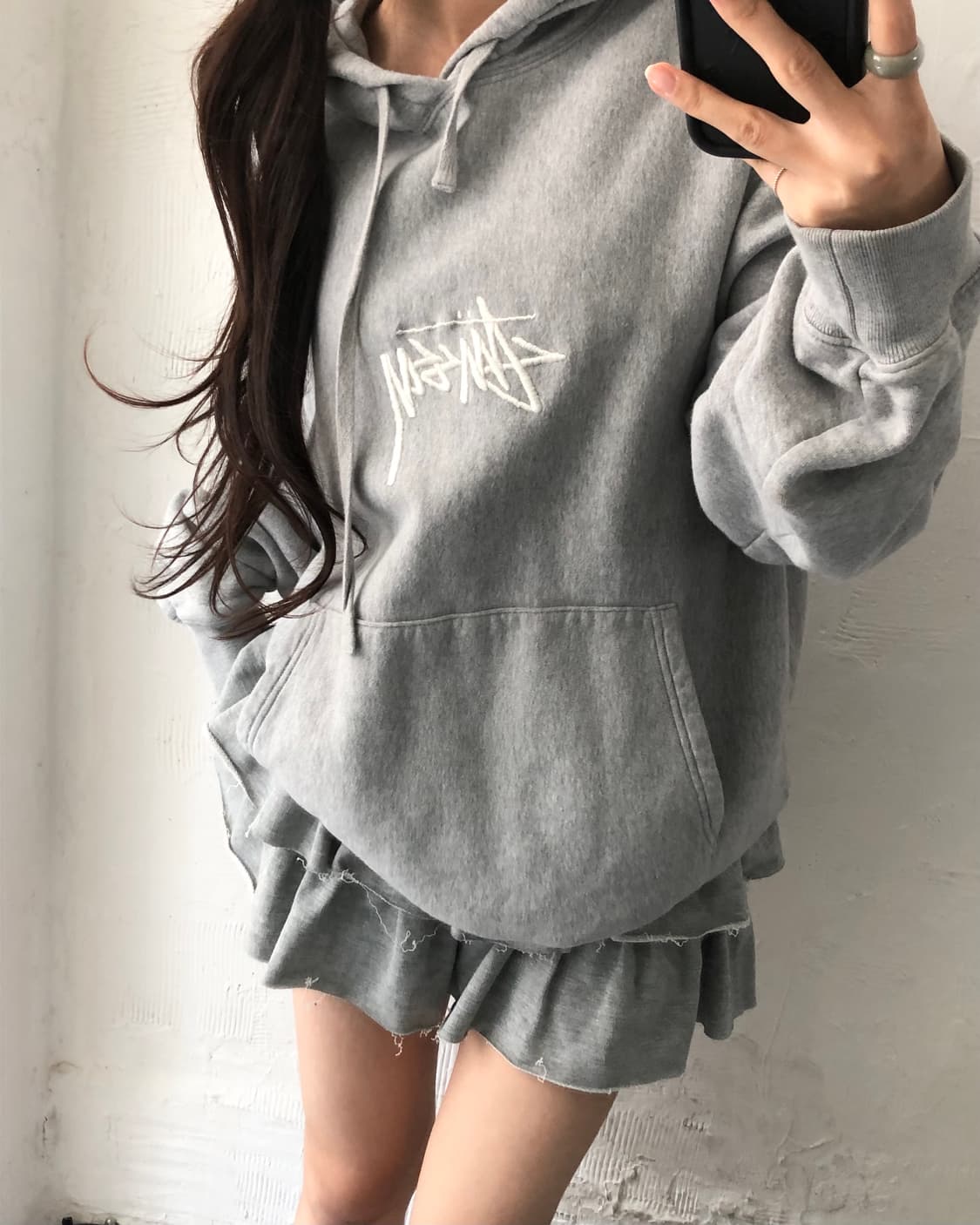 Stussy 스투시 그레이컬러 미드 스탁로고 후드티 상품이미지3