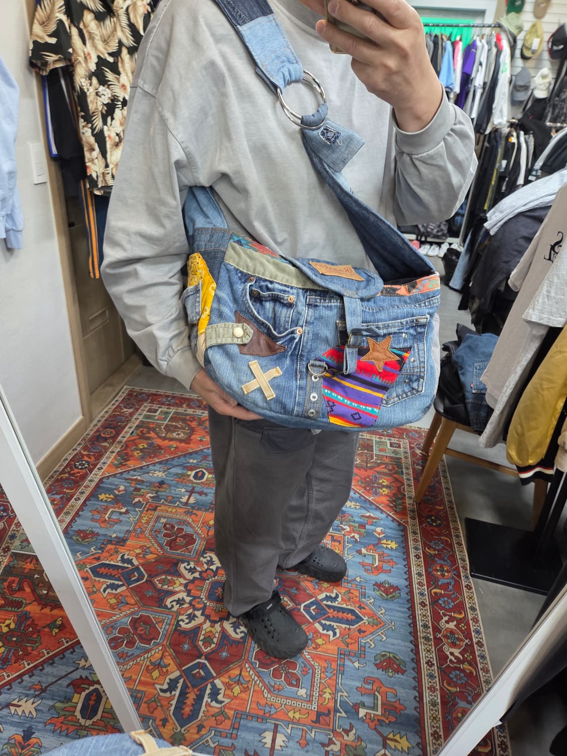 빈티지 ragstar 패치워크 데님 리폼 크로스백  상품이미지8