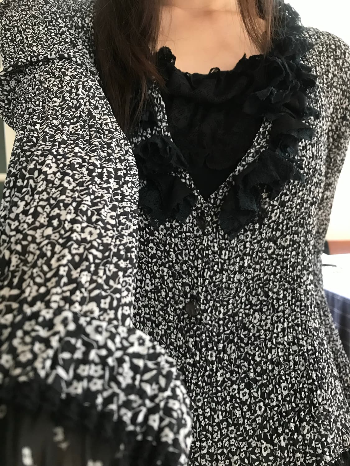 vintage pattern pleats blouse 상품이미지5