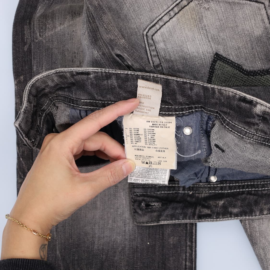 [W28 L32] 디젤 그레이워싱 데미지 진 데님팬츠 1210H2 상품이미지6