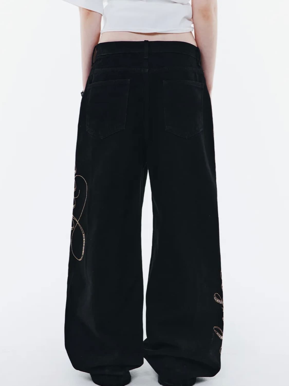 YEEL SIDE CUBIC DENIM PANTS BLACK 상품이미지3