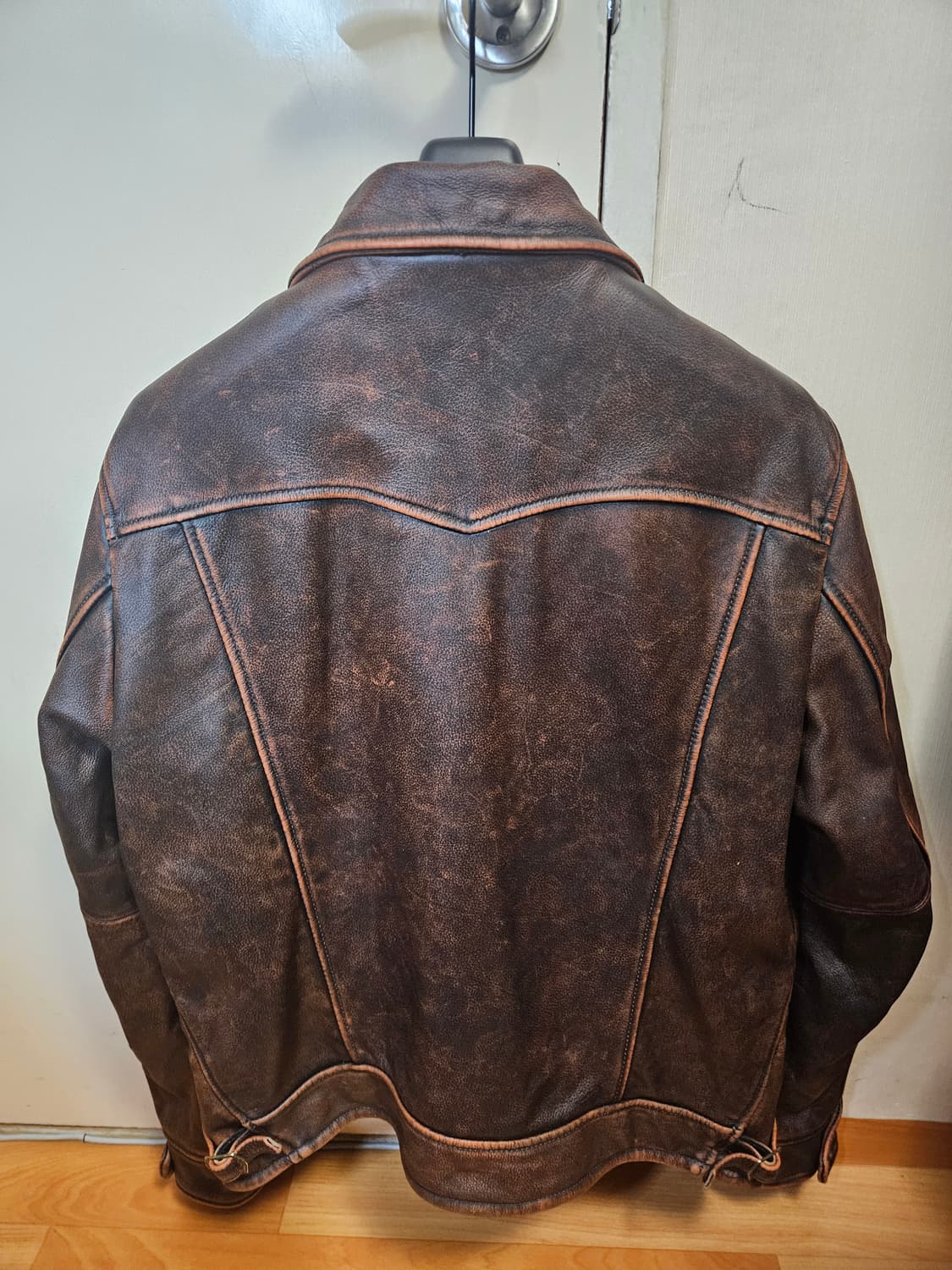 95~100 새상품!) 카프스킨 송아지 가죽 리얼레더 자켓 상품이미지2