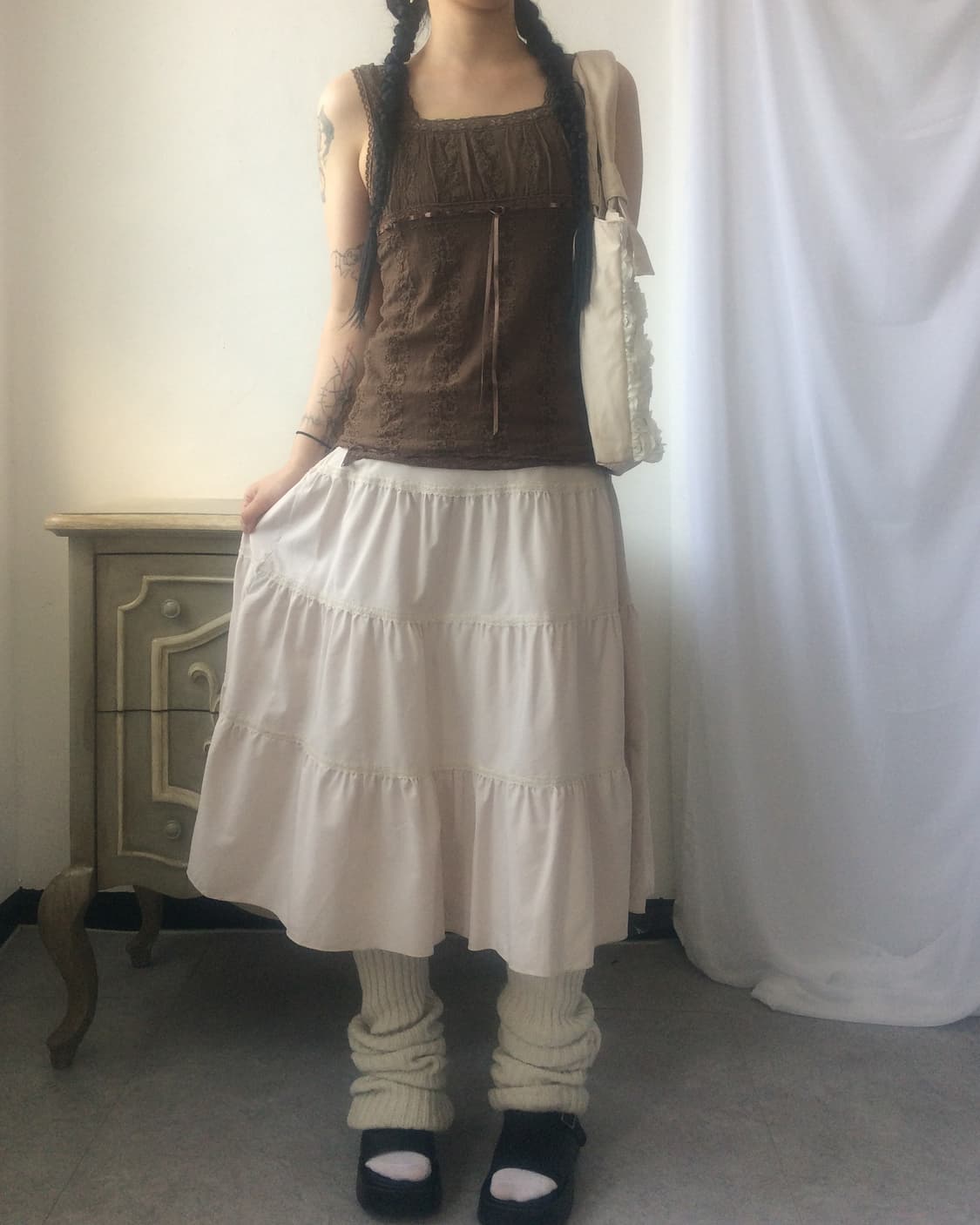 Lace trimming layer skirt 상품이미지5