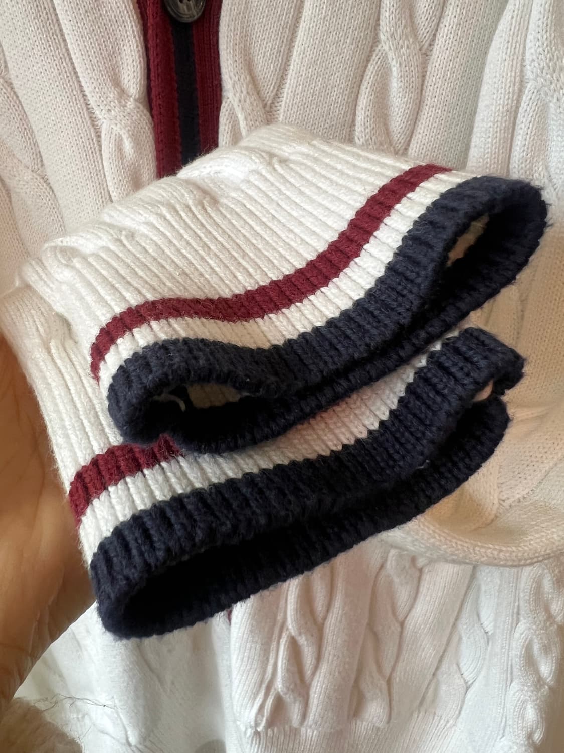 새상품) 브룩스브라더스 남성 아이보리 케이블브이넥가디건  상품이미지5