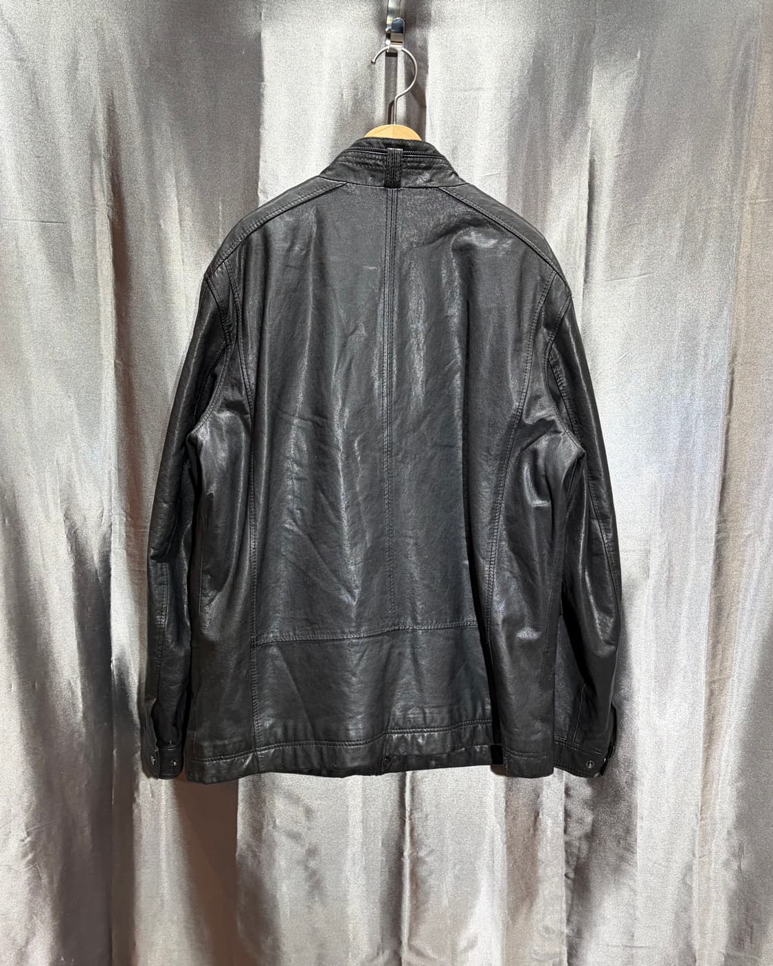 XL 인디언 블루 벨티드 카라 램스킨 레더자켓 상품이미지3