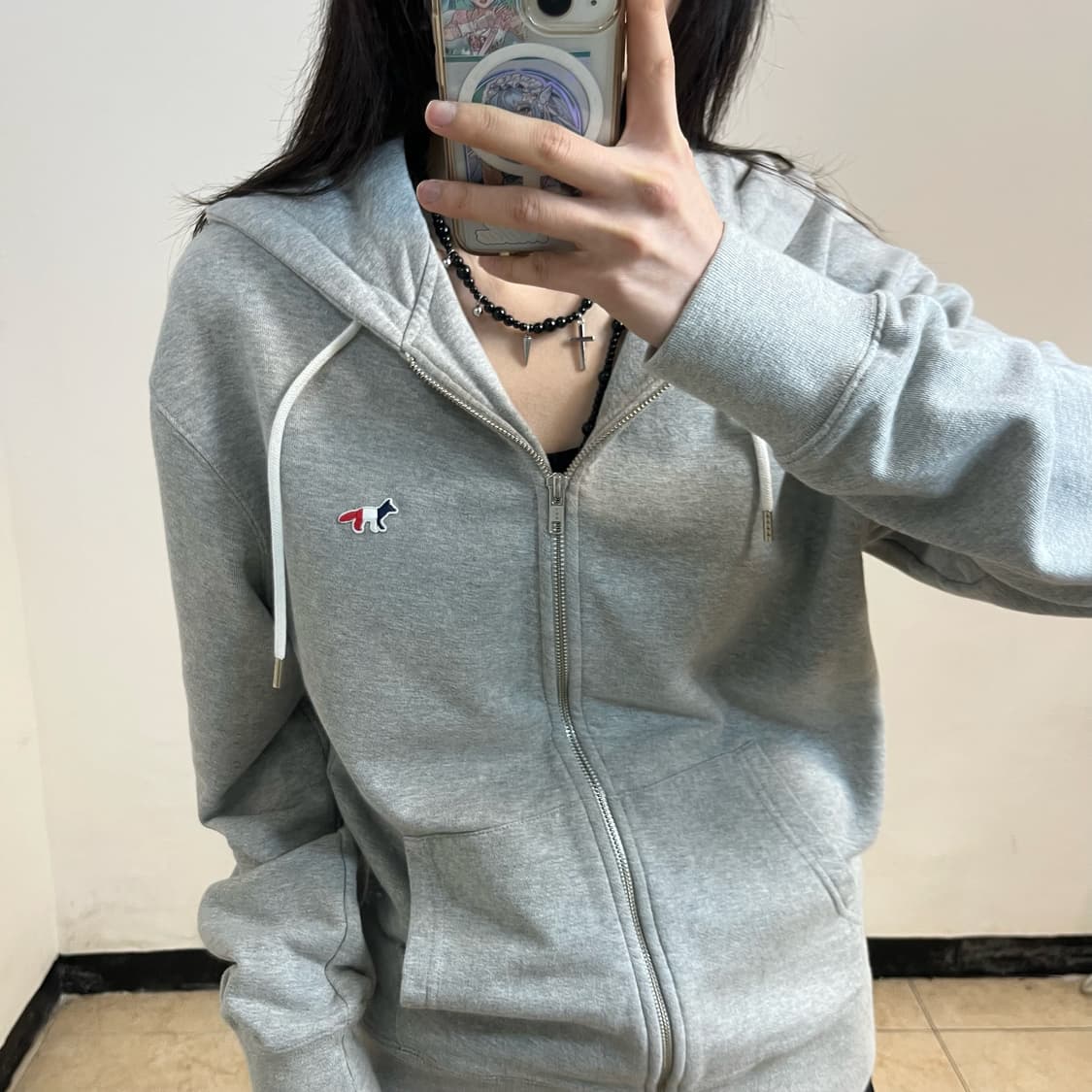 Maison Kitsuné grey hoodie zip-up 상품이미지3