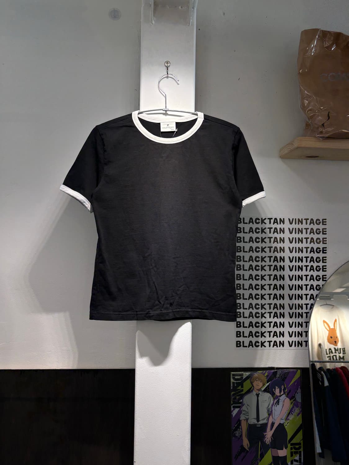 꾸레쥬 블랙 링거티셔츠 상품이미지1