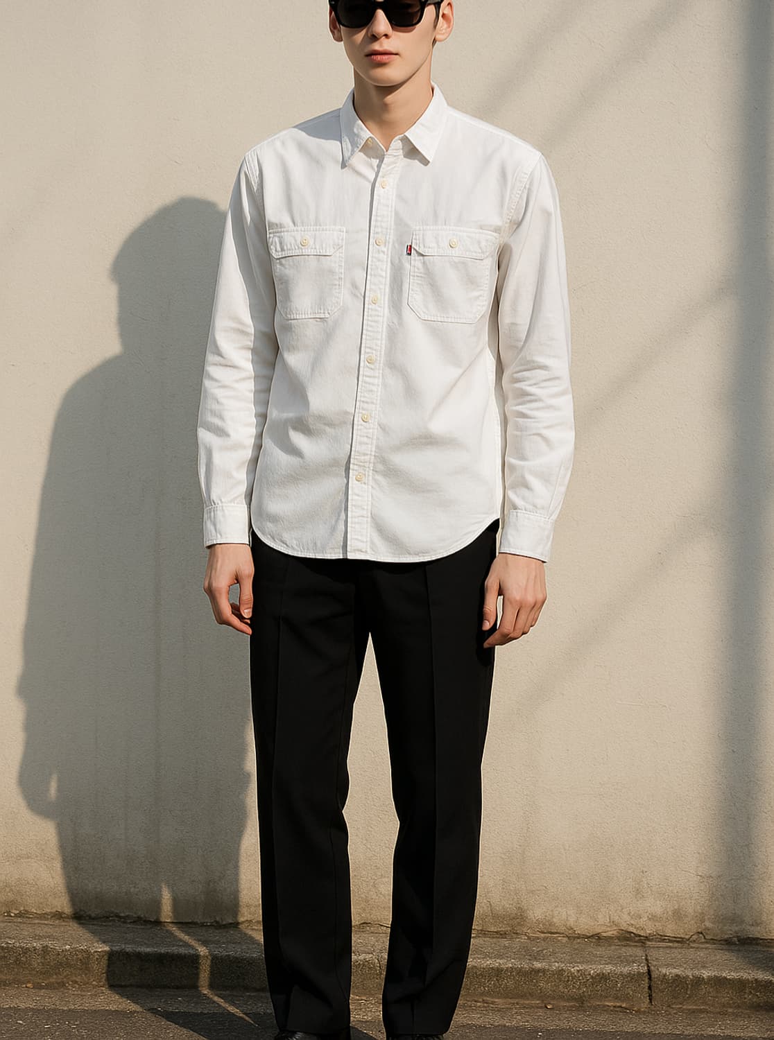 리바이스(Levi's) 화이트 솔리드 셔츠_M 상품이미지1