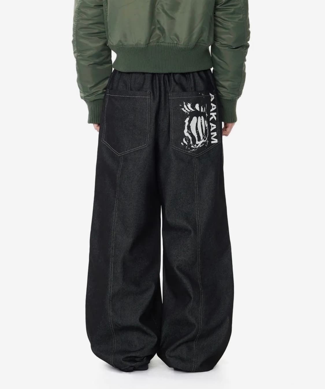 아캄 Knee Pin-tuck Printed Denim Pants (Bl 상품이미지1