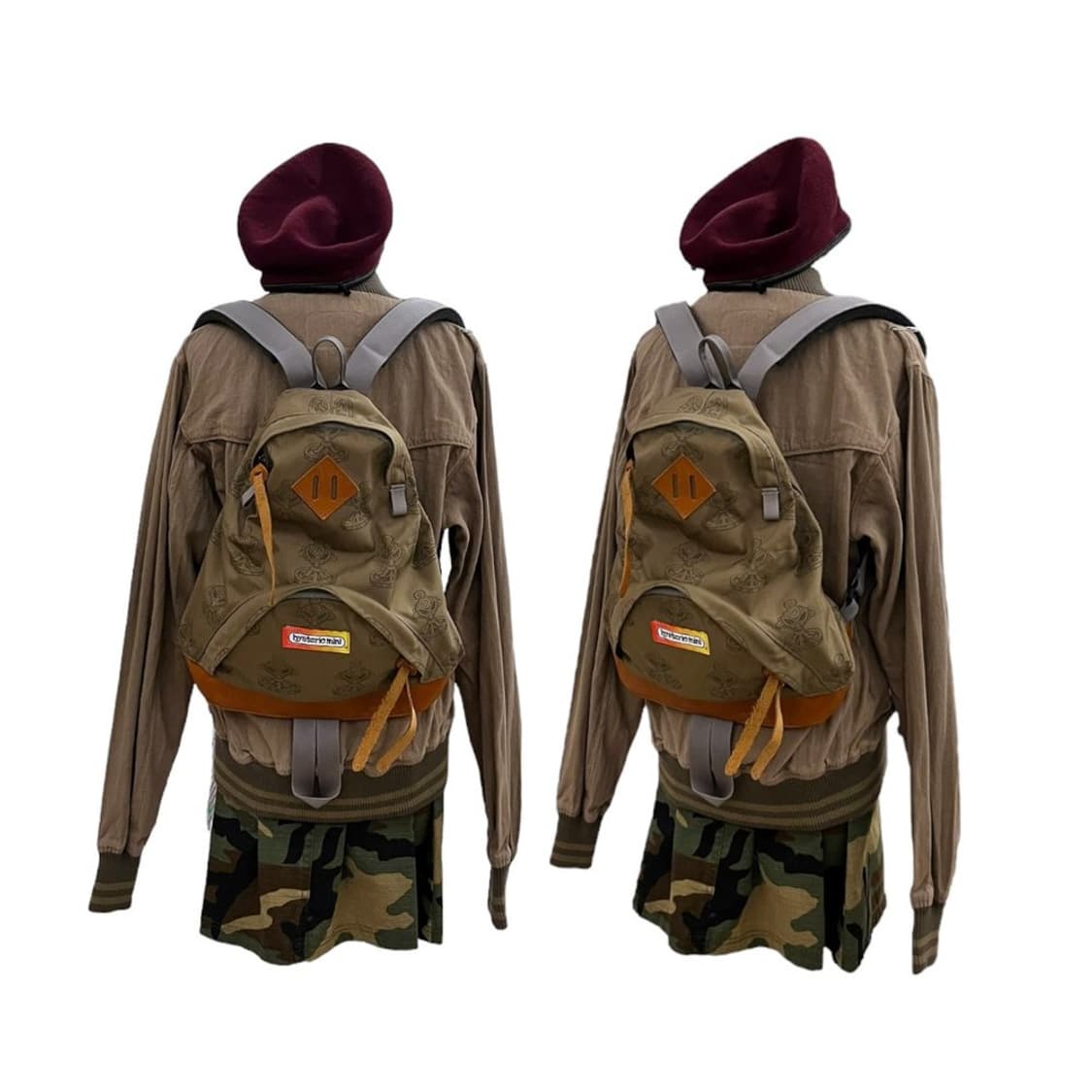 히스테릭글래머 레더 나일론 백팩 카키 상품이미지9