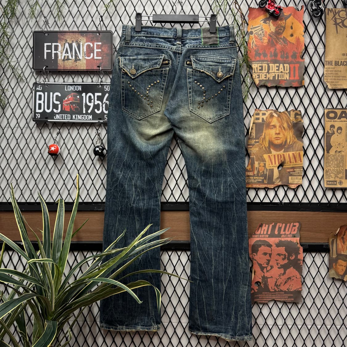 JPN VINTAGE 워싱 데님 팬츠 후면 포켓 포인트 중청 상품이미지2