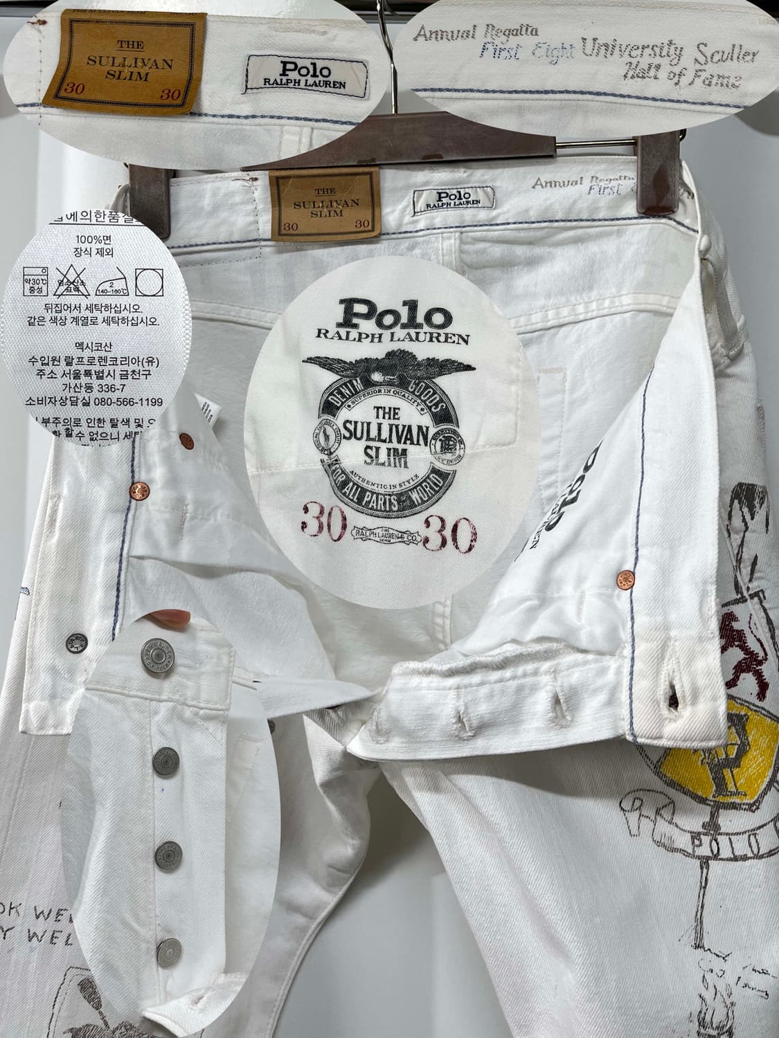 폴로 랄프로렌 그래피티 설리반 화이트 데님 팬츠 신품 상품이미지4