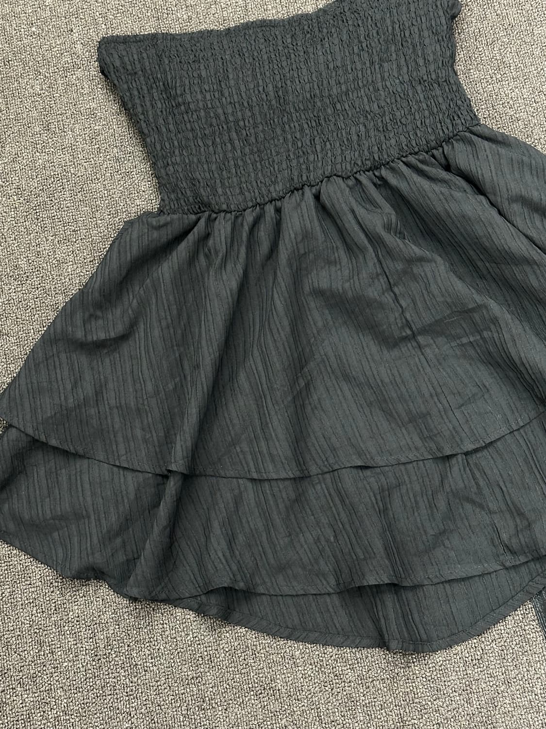 M)Japanese vintage 여성 블랙 오프숄더 리본 탱크탑 원피스 상품이미지3